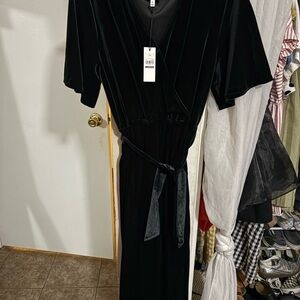 The Get Elegant Black Velvet Jumpsuit